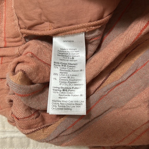 Striped Linen Cotton Madewell shorts, size Medium. - Picture 4 of 4